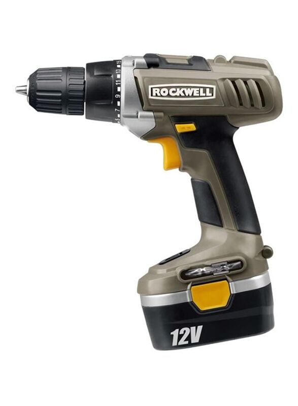 Rockwell Cordless Heavy Duty Drill Driver, 12V, ACE 729190, Grey/Black/Yellow