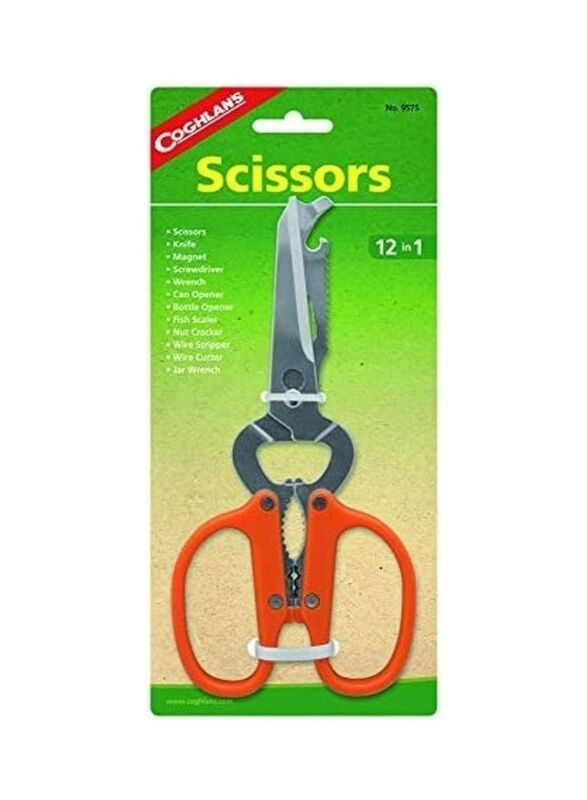Coghlans 12-in-1 Craft Scissors, Orange/Silver