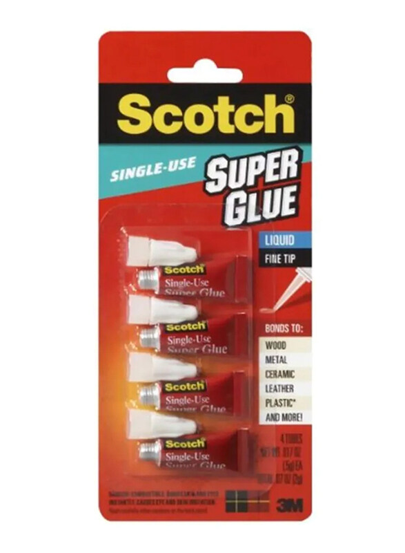 

Scotch Super Glue Liquid, 0.07Oz, 4 Pieces, Clear