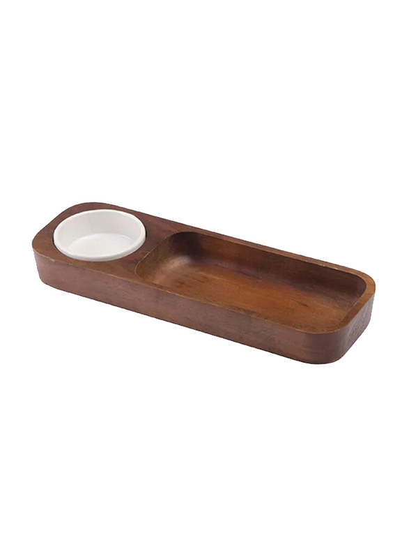 

Billi Wooden Chip & Salsa Standard Serving Tray, Brown/White