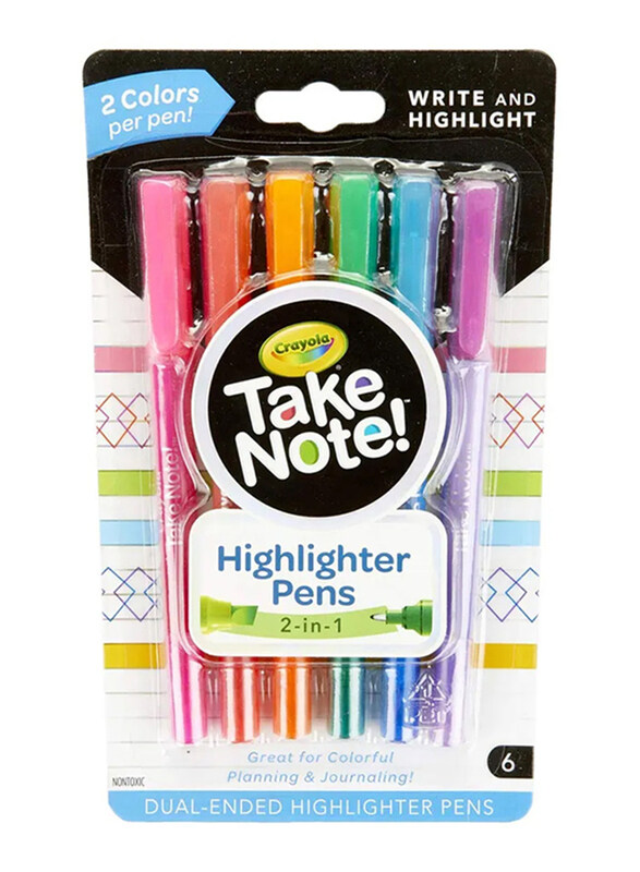 

Crayola 6-Piece Take Note! Write & Highlight Pen Set, 19.4 x 12 x 1.5cm, Multicolour