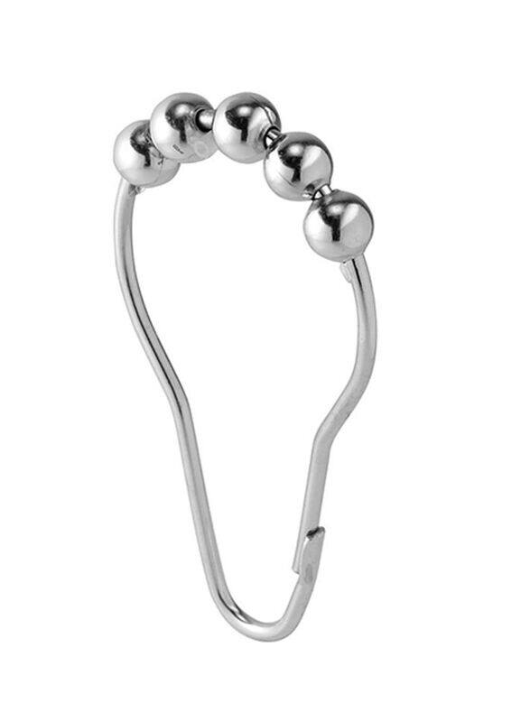 

Inter Design Metal Roller Shower Curtain Ring/Hook, 15 x 0.25 x 3-inch, Silver