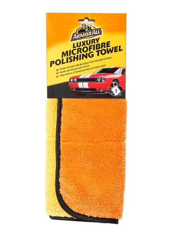 Armor All Luxury Microfiber Polishing Towel, Orange/Black
