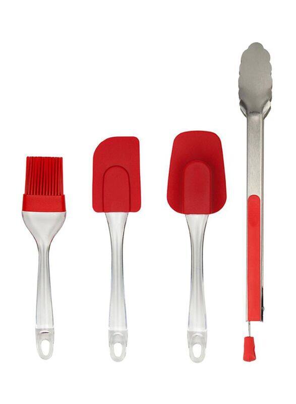 

Home Basic 4-Piece Kitchen Tool Set, Clear/Red/Silver