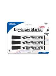 Bazic 3-Piece Chisel Tip Dry-Erase Markers, Black