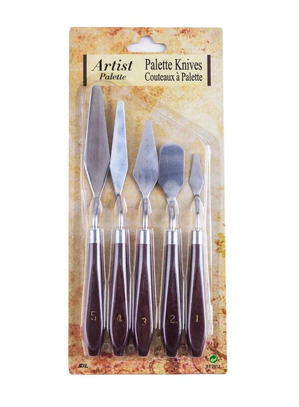 

Generic Artist Palette Stainless Steel Palette Knives, 5 Pieces, Silver/Black