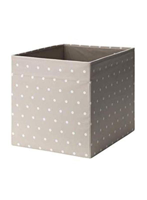 Polka Dotted Storage Box, Beige/White