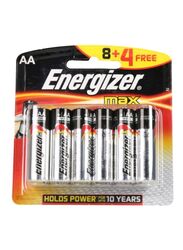 Energizer 12-Piece Max AA Alkaline Batteries, Silver/Black