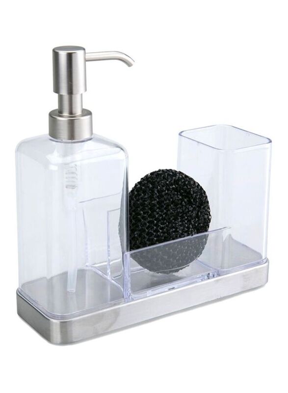 Inter Design Forma Soap and Brush Caddy, 22 x 27 x 17cm, Clear/Silver