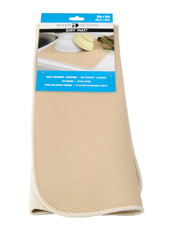 

InterDesign Microfiber Polyester Idry Dish Drying Mat, 46x41cm, Wheat/Ivory