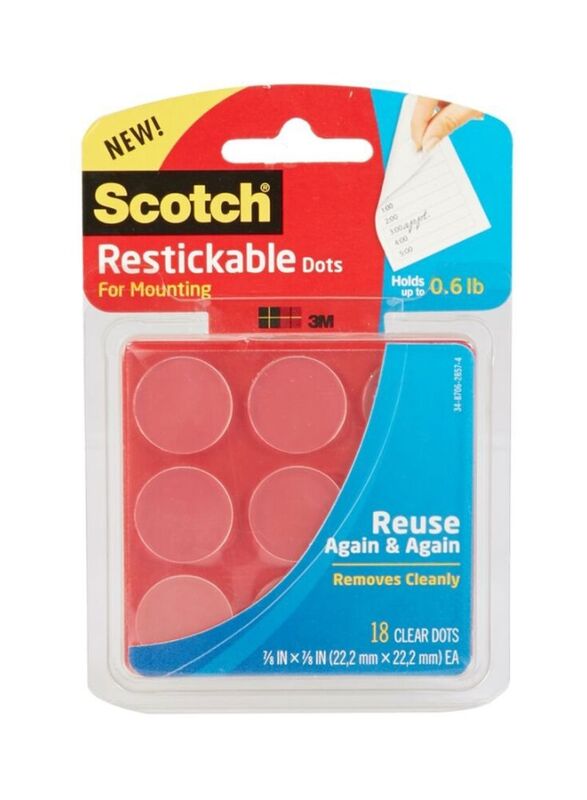 Scotch Restickable Dots Fixing & Surface Protection Tape, Clear