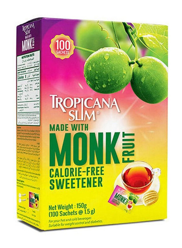 

Tropicana Slim Monk Fruit Calorie Free Sweetener, 100 Sachets