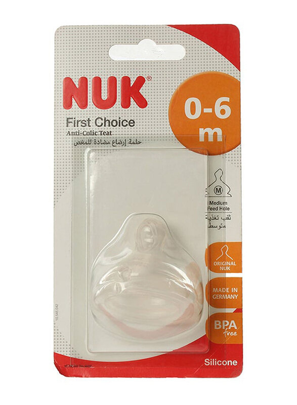 

Nuk Anti-Colic Silicone Baby Bottle Teat, Clear