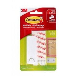 3M Command Wire Back Picture Hanger Strips, 1 Hanger, 2 Strips, 2.2 Kg, White