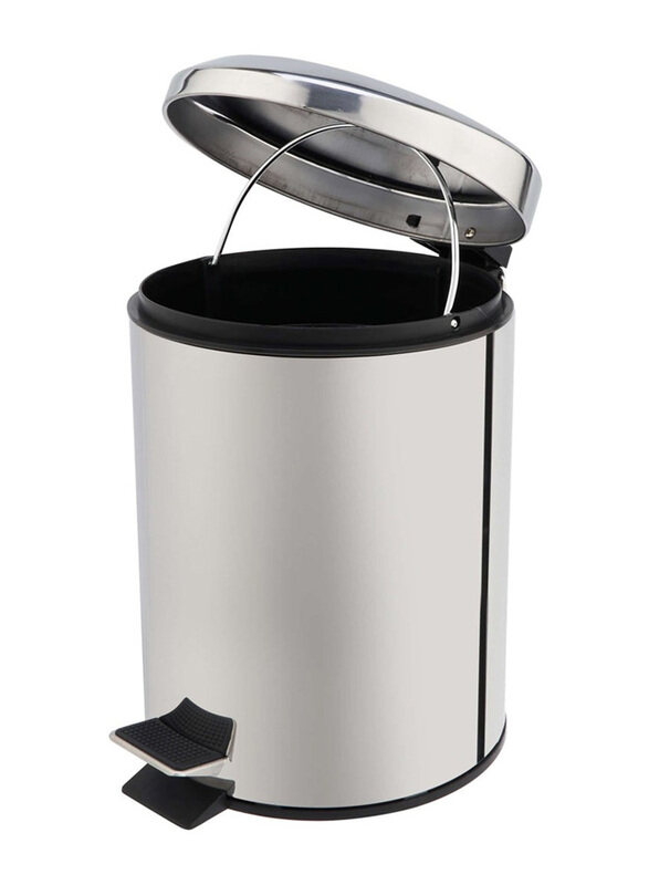 

Hygic Glossy Design Stainless Steel Pedal Bin, 5 Liters, Silver