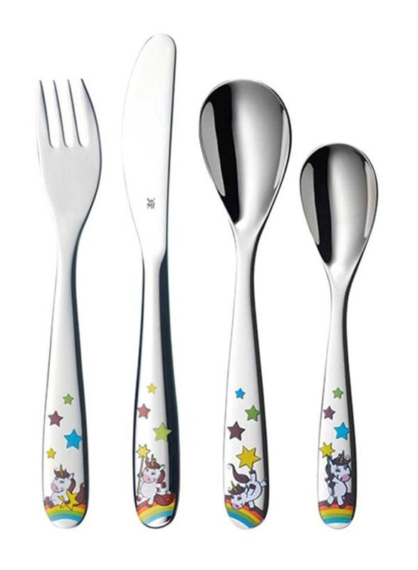 

Wmf 4-Piece Unicorn Child Set, Silver/Blue/Green