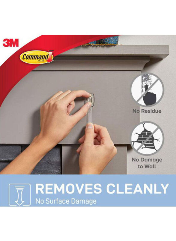 3M Small Hooks Set with Adhesive Strips, 14 Pieces, Clear