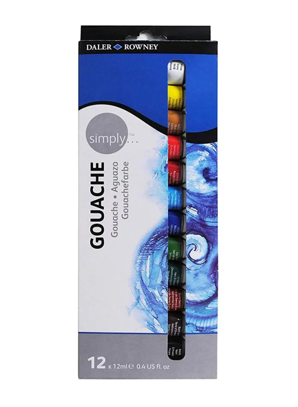 

Daler Rowney Simply Gouache Set, 12 x 12ml, Multicolour