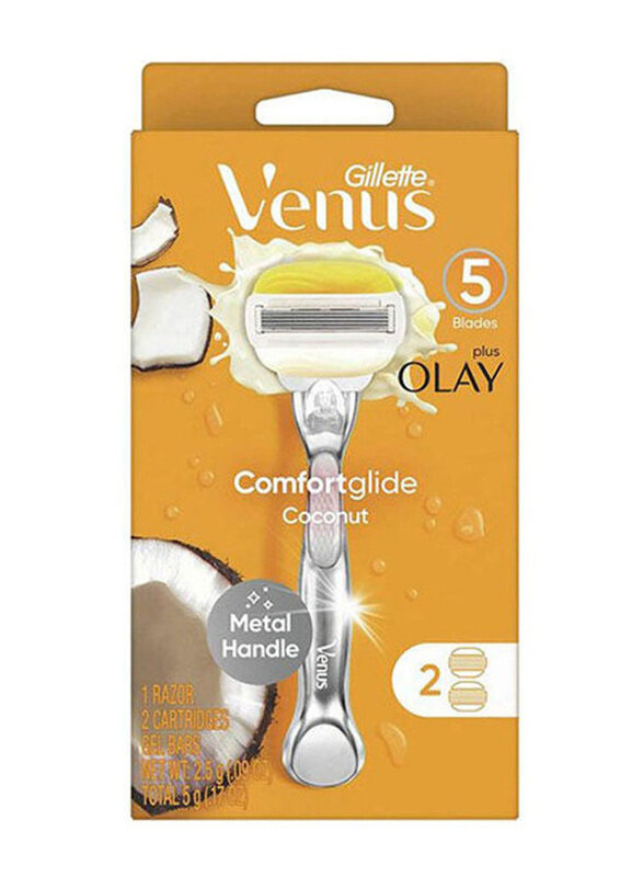 

Gillette Venus Store Comfort Glide with Olay Coconut Women's Razor Handle + Blade Refills, Silver, 2 Piece