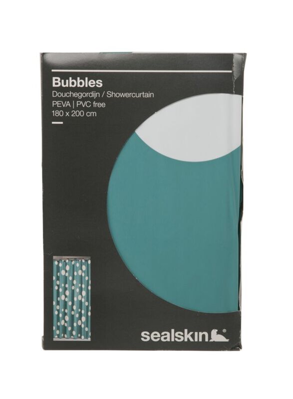 Sealskin Bubbles Shower Curtain, 180 x 200cm, Aqua Blue/White