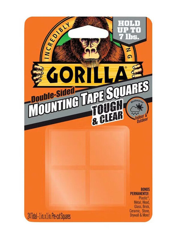 

Gorilla Pre-Cut Squares Tough & Clear Double Sided Mounting Tape Squares, Clear