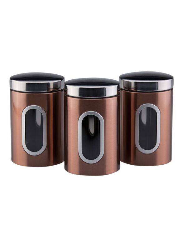 

Addis 3-Piece Canister Set, Brown/Silver