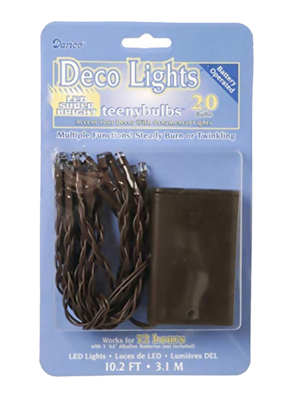 Darice Deco Lights Battery Operated LED Strip Light, 3.1 meter, Brown