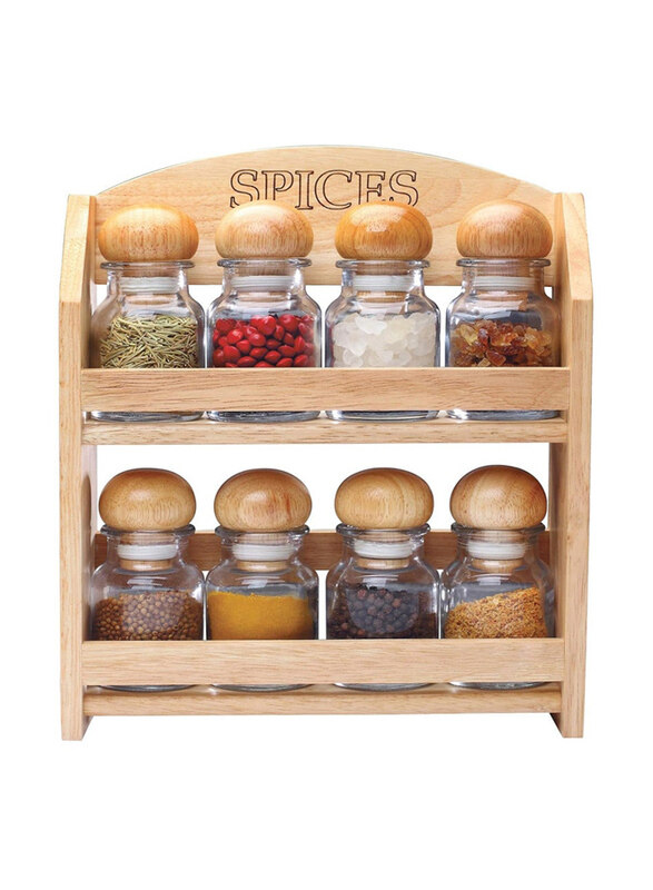 

Billi 8-Pieces Spice Bottles With Rack, Beige