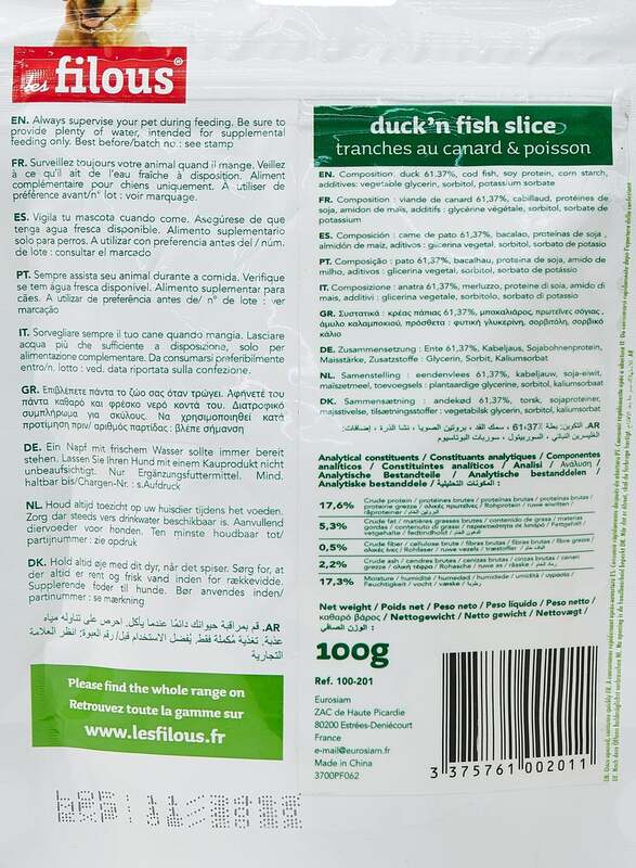 Les Filous Duck N Fish Slice Snack Dog Wet Food, 100g