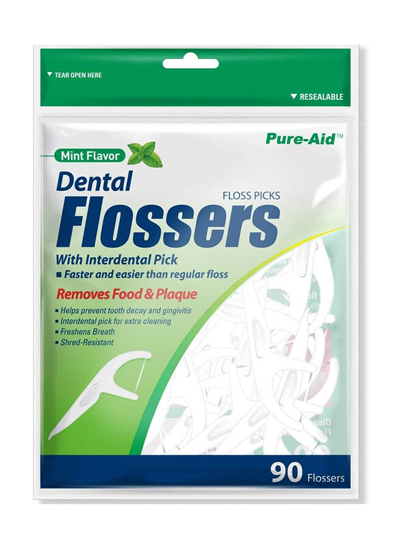 

Pure Aid Mint Flavour Dental Flossers with Interdental Pick, 90 Pieces