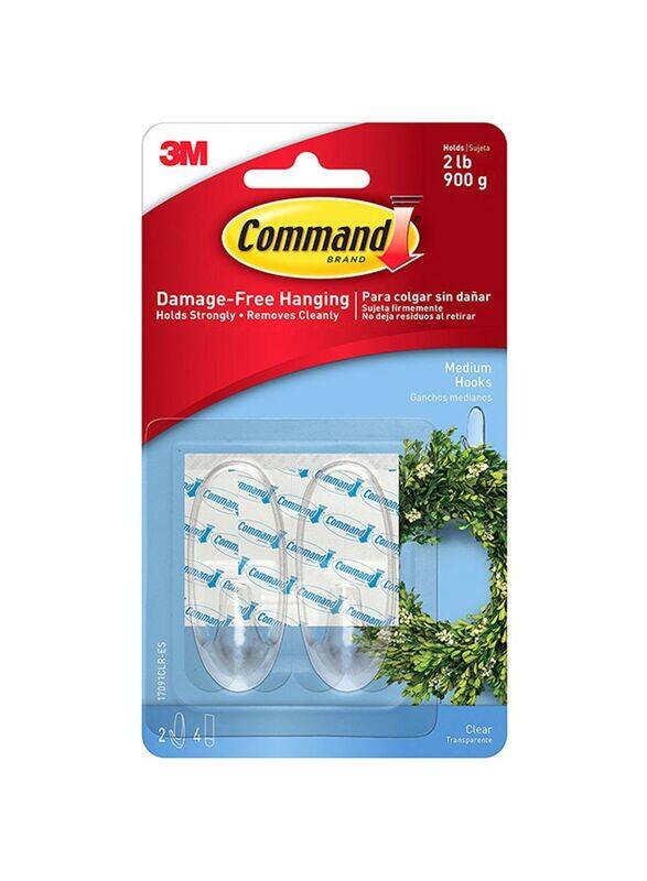 

Command Small Medium Hooks Set with 4 Strips, 6 Pieces, Clear