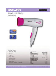 Daewoo Travel Hair Dryer, White/Pink