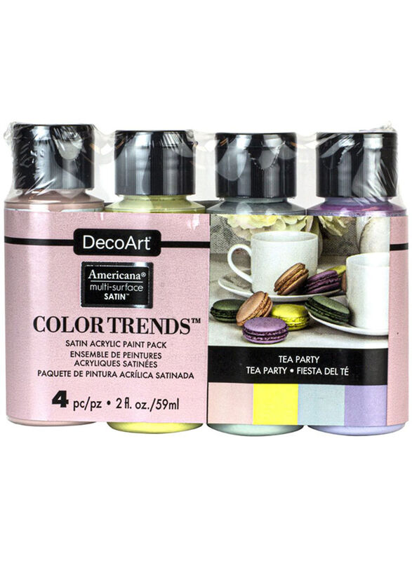 Deco Art Americana Multi-Surface Satin Acrylic Paint Set, 4 Pieces, DASK521, Multicolour