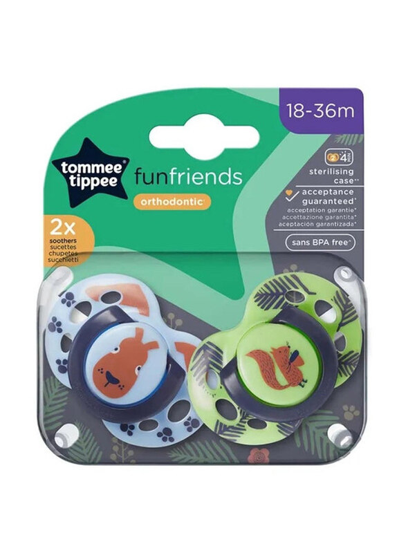 

Tommee Tippee Fun Friends Soother, 2 Pieces, Multicolour