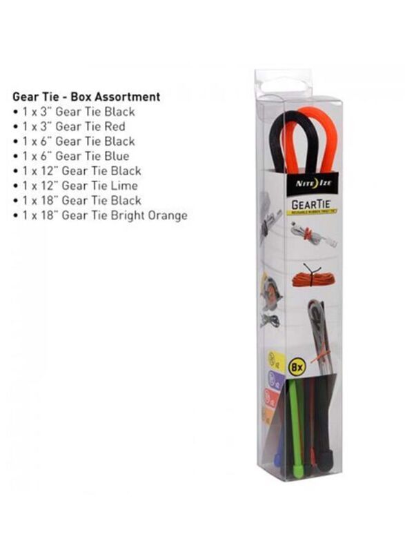 Nite Ize Gear Tie Reusable Rubber Twist Tie, Multicolour