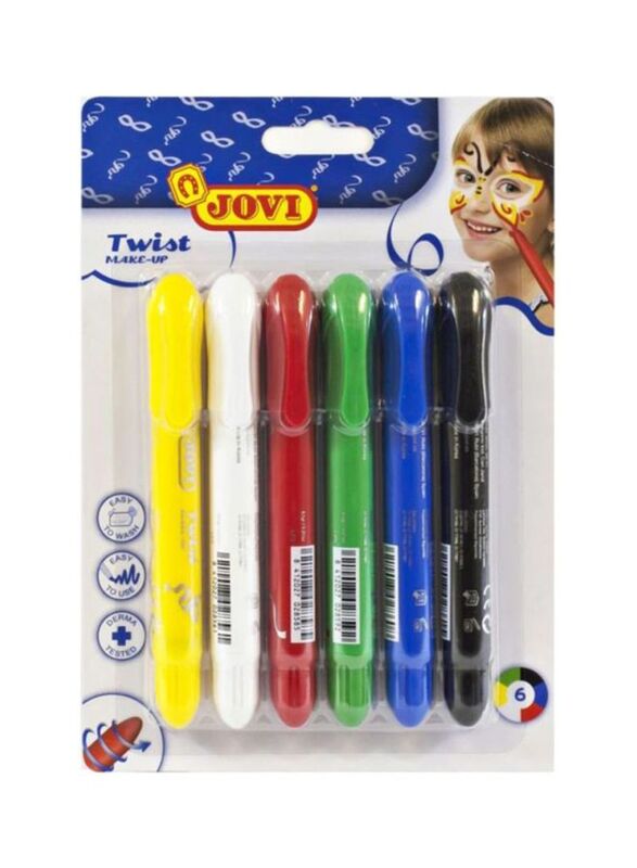 Jovi Twist Face Paint Makeup Pen Set, 6 Pieces, Red/Blue/Green