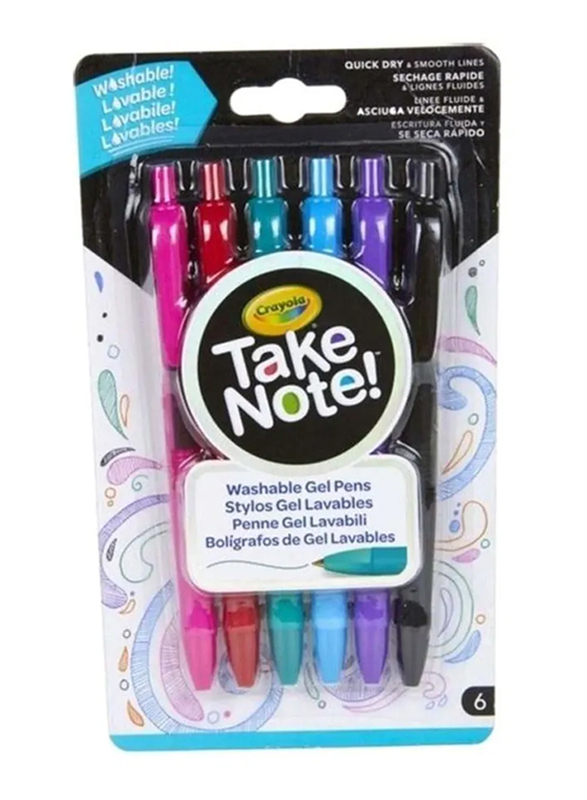 

Crayola Take Note Washable Gel Pen Set, 6-Piece, Multicolour