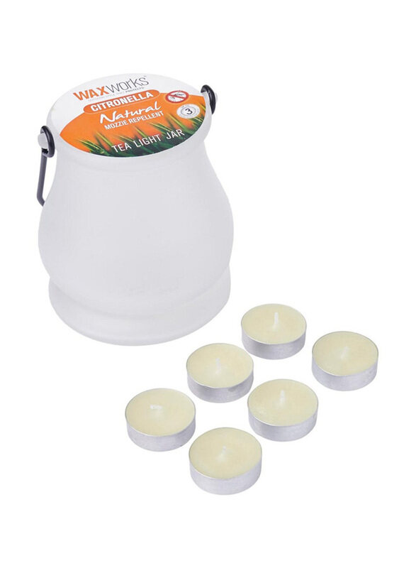 

Waxworks Citronella Natural Mozzie Repellent Tea Light Candle Jar, White