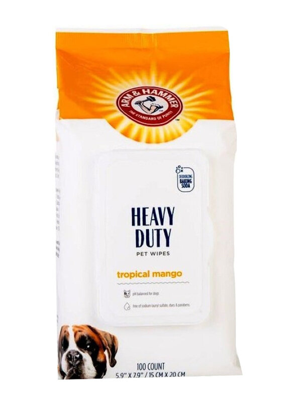 

Arm & Hammer Heavy Duty Tropical Mango Pet Wipes, 100 Piece, White