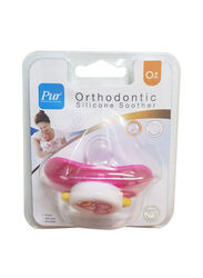 Pur Orthodontic Silicone Soother, Pink/White