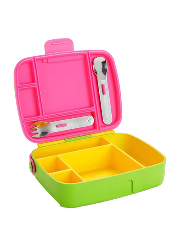 

Munchkin 5 Compartment Bento Lunch Box with Folk and Spoon, 17240yellow, Multicolour