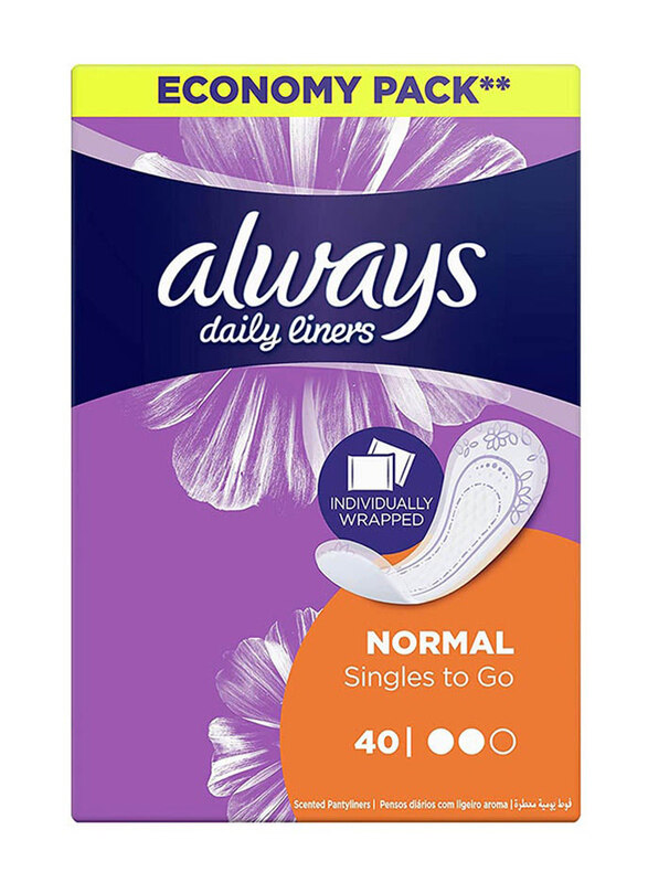 

Always Daily Liners Comfort Protect Individually Wrapped Pantyliners, 40 Pieces