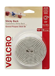 Velcro Sticky Back Hook and Loop Fasteners, 5-Feet, White