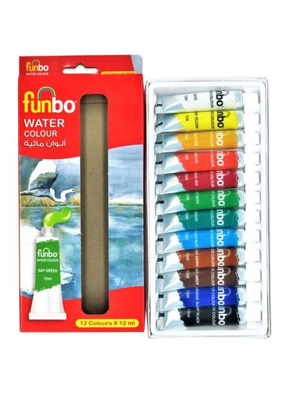 Funbo Water Colour Set, 12 Pieces, Multicolour