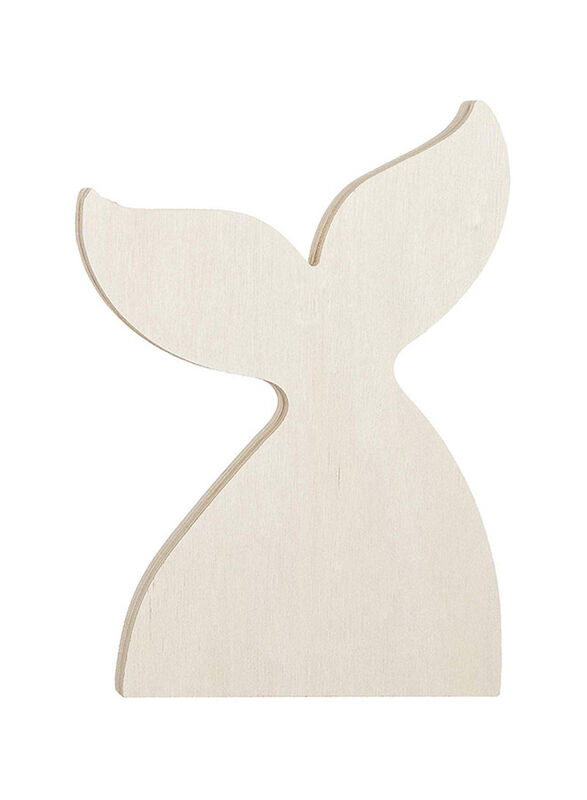 Darice Fish Tail Shaped Wooden Standing Cutout, Beige