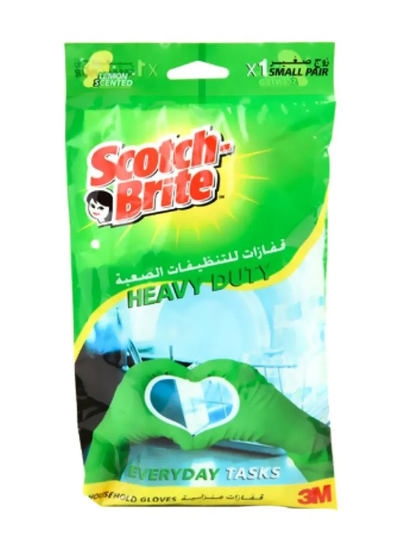 3M Scotch-Brite Heavy Duty Gloves, 37857, Green, Small