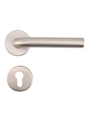 Yale L Shaped Door Handle with Keyhole, Silver