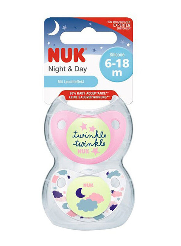

Nuk Night And Day Trendline Silicone Soother 6-18 Months, 2 Pieces, Multicolour