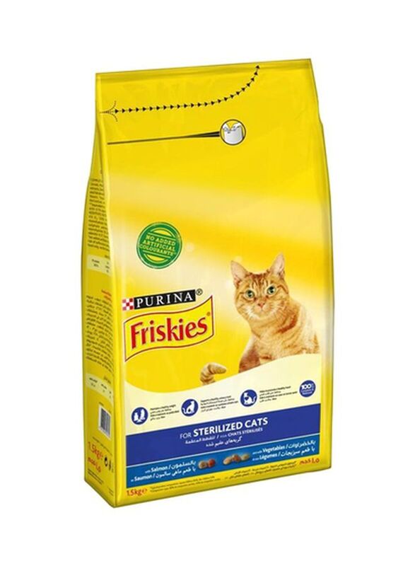 Purina Friskies Sterilized Salmon and Vegetables Food for Cats, 1.5 Kg