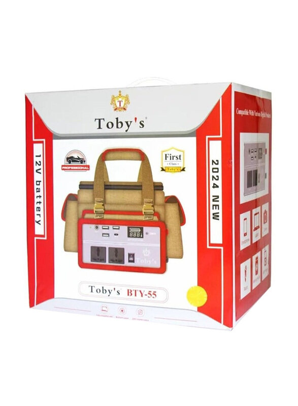 

Toby's 55A Battery 55000mAh Power Rechargeable Battery with 220V Power Inverter, Multicolour